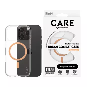 PanzerGlass CARE™ by ® θήκη Urban Combat διαφανές με Peachy MagSafe iPhone 16 Pro