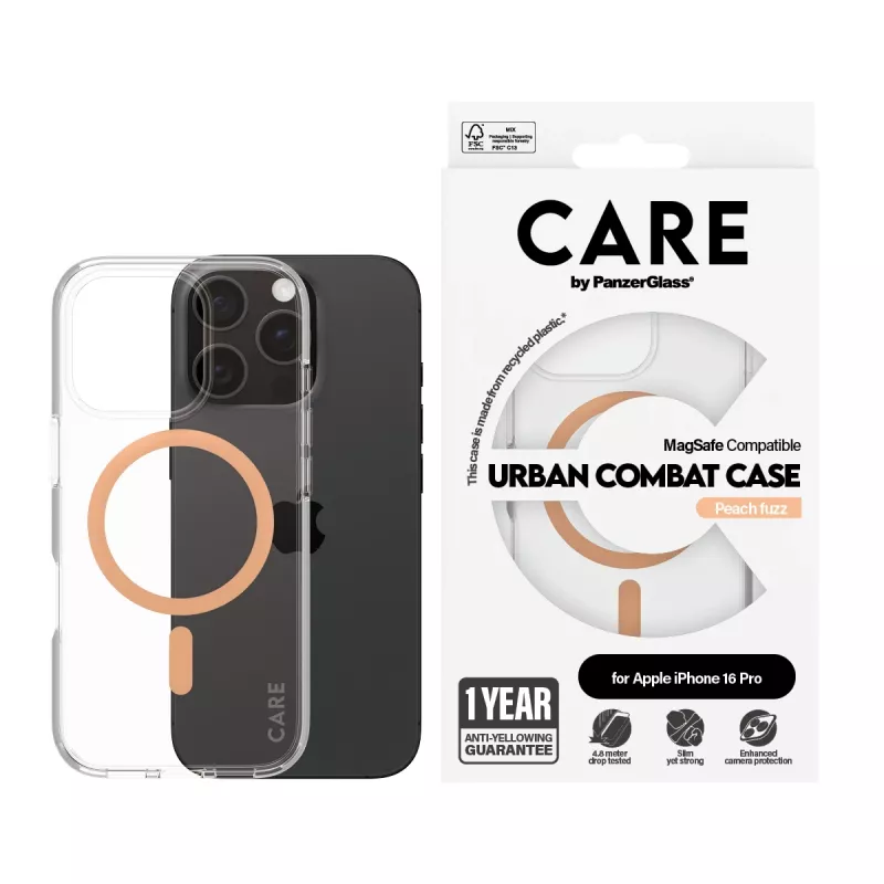 PanzerGlass CARE™ by ® θήκη Urban Combat διαφανές με Peachy MagSafe iPhone 16 Pro