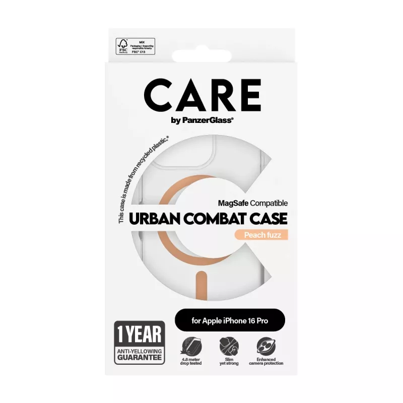 PanzerGlass CARE™ by ® θήκη Urban Combat διαφανές με Peachy MagSafe iPhone 16 Pro