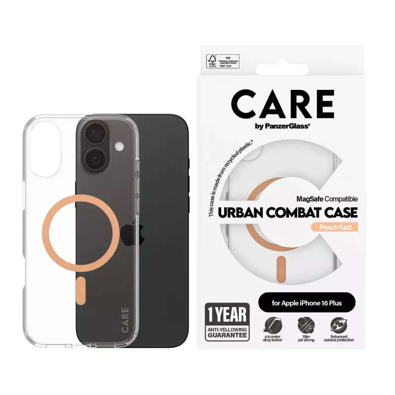 PanzerGlass CARE™ by ® θήκη Urban Combat διαφανές με Peachy MagSafe iPhone 16 Plus