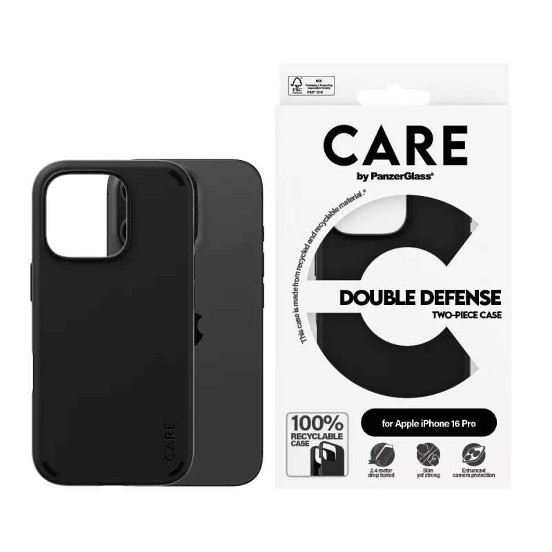 PanzerGlass CARE™ by ® θήκη Double Defense μαύρο iPhone 16 Pro