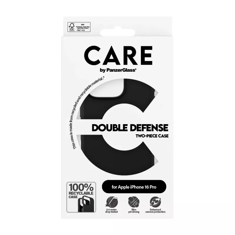 PanzerGlass CARE™ by ® θήκη Double Defense μαύρο iPhone 16 Pro