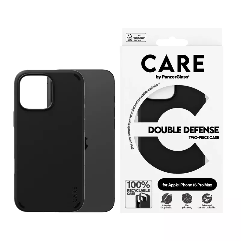 PanzerGlass CARE Feature Case Double Defense θήκη για iPhone 16 Pro Max 6,9 ιντσών, μαύρη