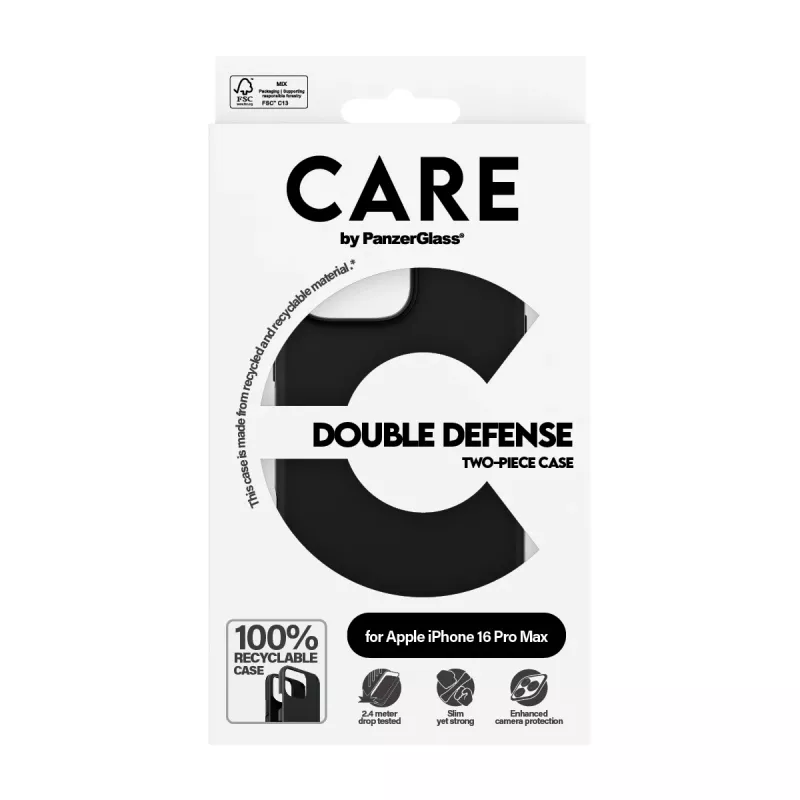 PanzerGlass CARE Feature Case Double Defense θήκη για iPhone 16 Pro Max 6,9 ιντσών, μαύρη
