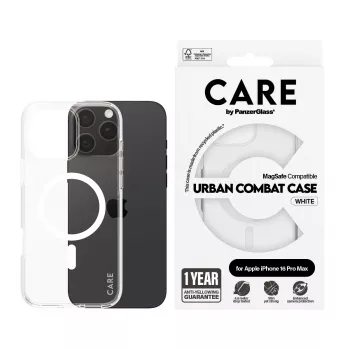 PanzerGlass CARE™ by ® θήκη Urban Combat διαφανές με λευκό MagSafe για iPhone 16 Pro Max