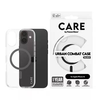 PanzerGlass CARE™ by ® θήκη Urban Combat διαφανές με μαύρο MagSafe για iPhone 16