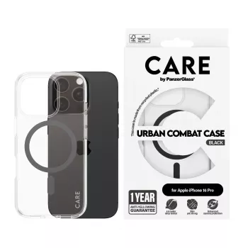 PanzerGlass CARE™ by ® θήκη Urban Combat διαφανές με μαύρο MagSafe iPhone 16 Pro