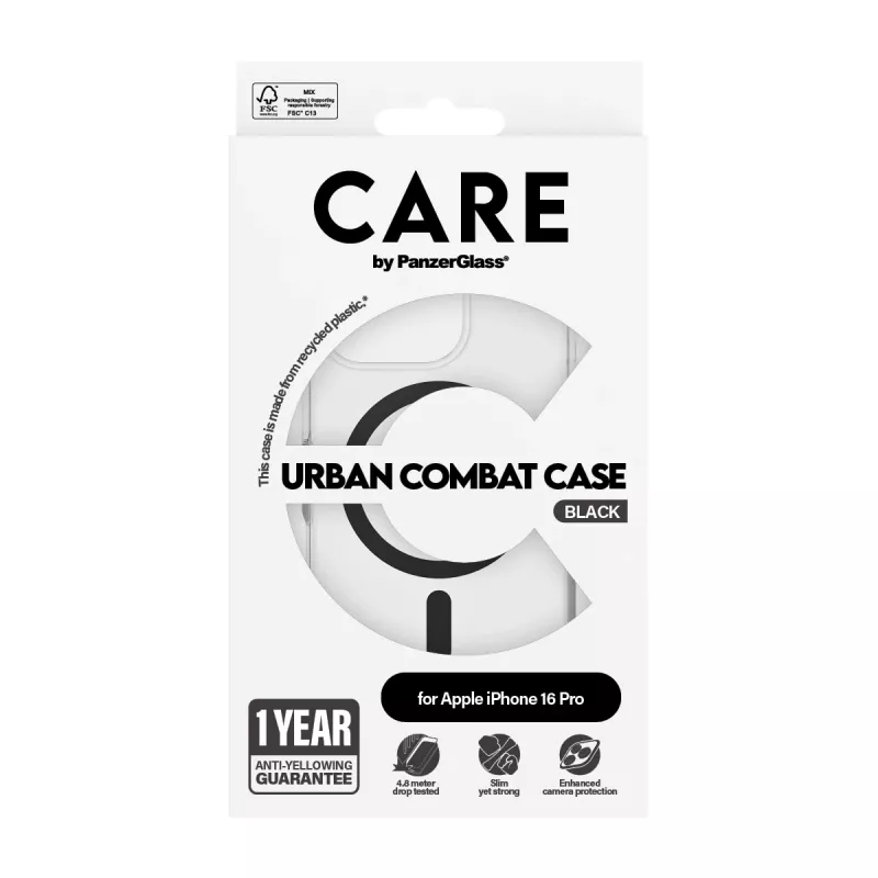 PanzerGlass CARE™ by ® θήκη Urban Combat διαφανές με μαύρο MagSafe iPhone 16 Pro