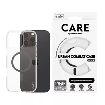 PanzerGlass CARE™ by ® θήκη Urban Combat διαφανές με μαύρο MagSafe iPhone 16 Pro Max