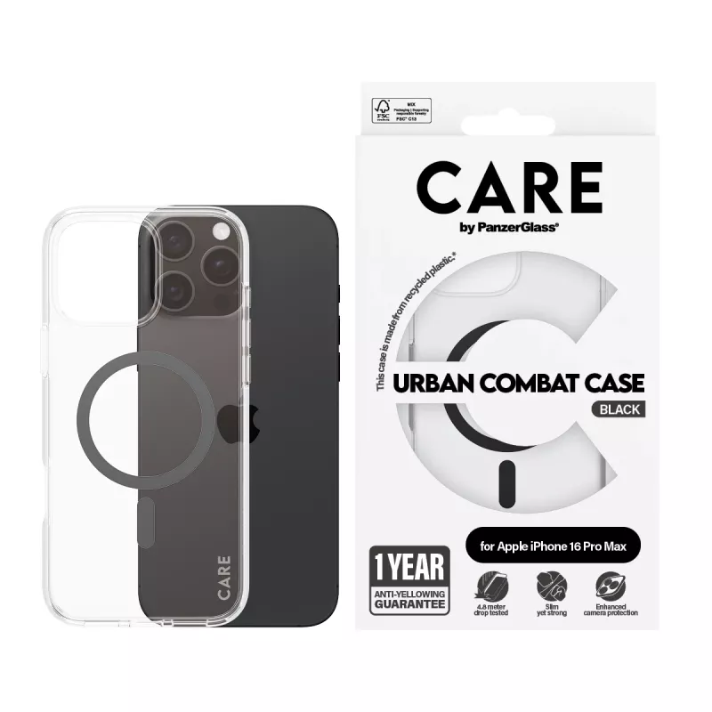 PanzerGlass CARE™ by ® θήκη Urban Combat διαφανές με μαύρο MagSafe iPhone 16 Pro Max