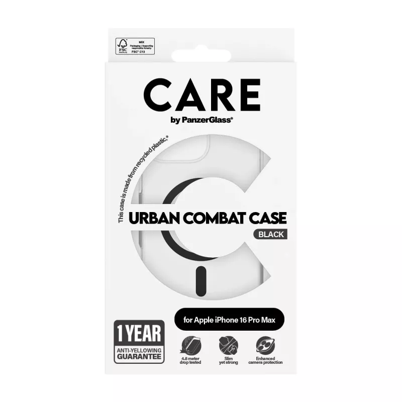 PanzerGlass CARE™ by ® θήκη Urban Combat διαφανές με μαύρο MagSafe iPhone 16 Pro Max