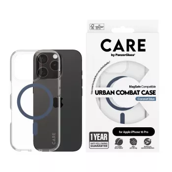 PanzerGlass CARE by Flagship θήκη διαφανής Urban Combat Blue MagSafe iPhone 16 Pro