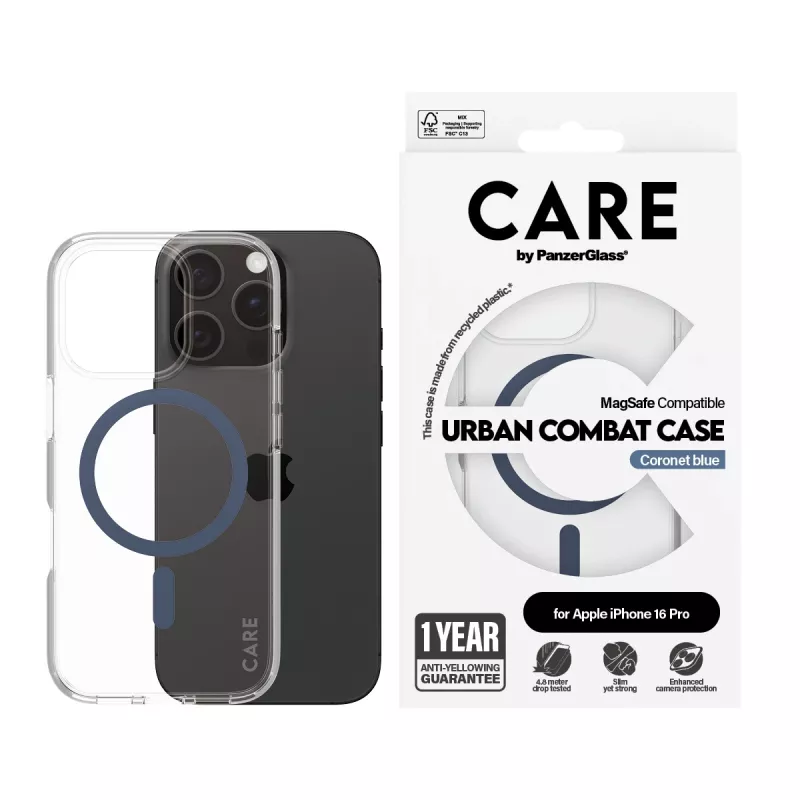PanzerGlass CARE by Flagship θήκη διαφανής Urban Combat Blue MagSafe iPhone 16 Pro