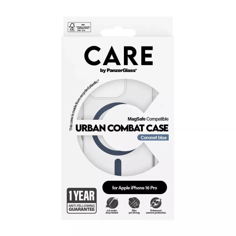 PanzerGlass CARE by Flagship θήκη διαφανής Urban Combat Blue MagSafe iPhone 16 Pro