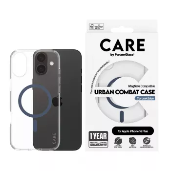 PanzerGlass CARE™ by ® Urban Combat θήκη διαφανής με μπλε MagSafe iPhone 16 Plus