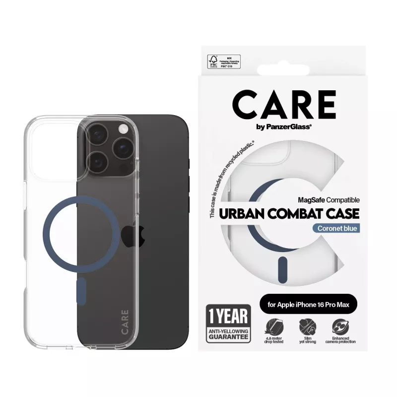 Θήκη PanzerGlass CARE by Flagship θήκη διαφανής Urban Combat Blue MagSafe iPhone 16 Pro Max