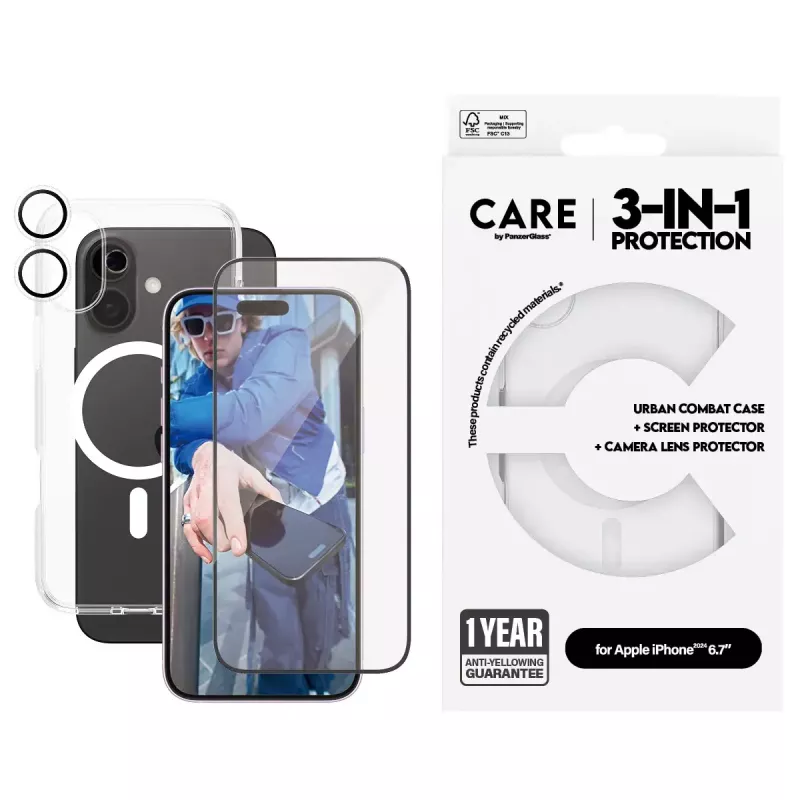 PanzerGlass ® | CARE by ® Flagship 3-in-1 σετ iPhone 16 Plus