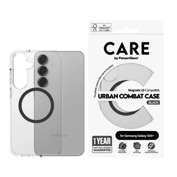 PanzerGlass CARE™ by ® Urban Combat θήκη διαφανής με μαύρο Qi-συμβατή Samsung Galaxy S25+