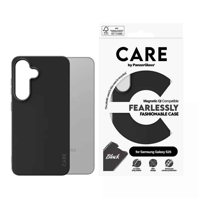 Θήκη PanzerGlass CARE™ by ® Case Black w. Qi συμβατή Samsung Galaxy S25