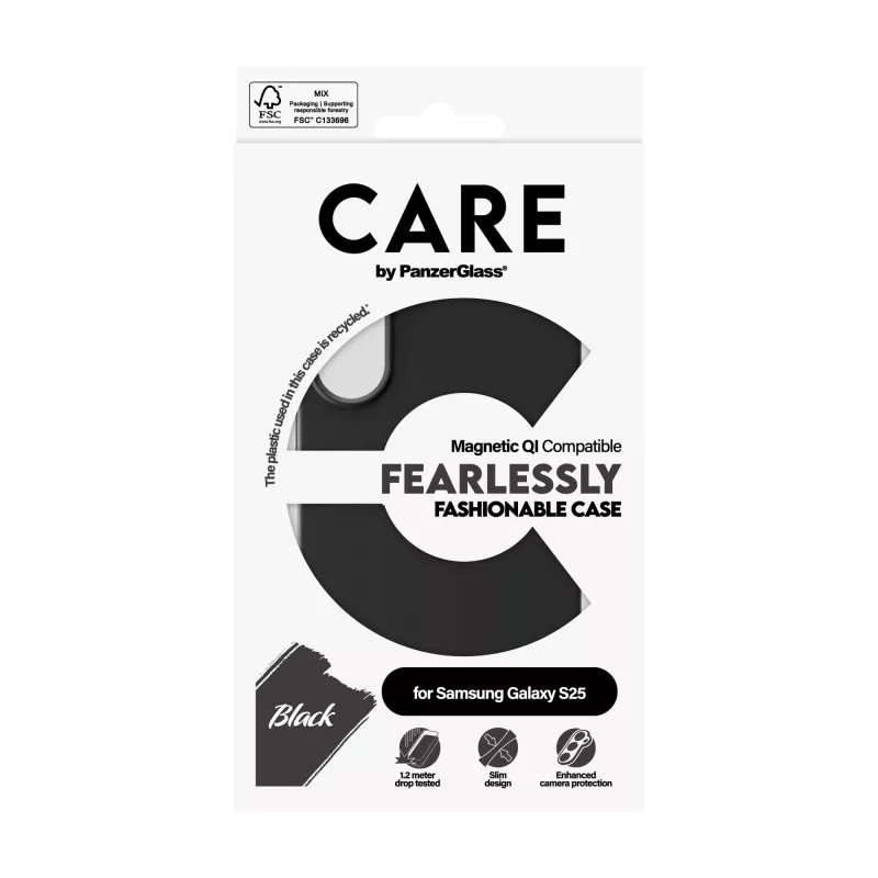 Θήκη PanzerGlass CARE™ by ® Case Black w. Qi συμβατή Samsung Galaxy S25