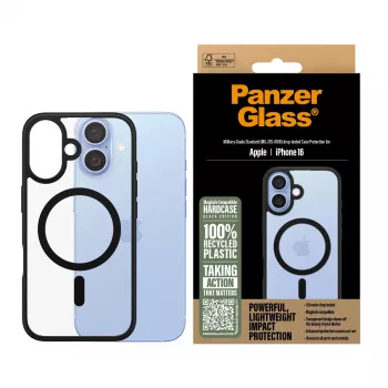 PanzerGlass ® HardCase διαφανής με μαύρο πλαίσιο MagSafe για iPhone 16
