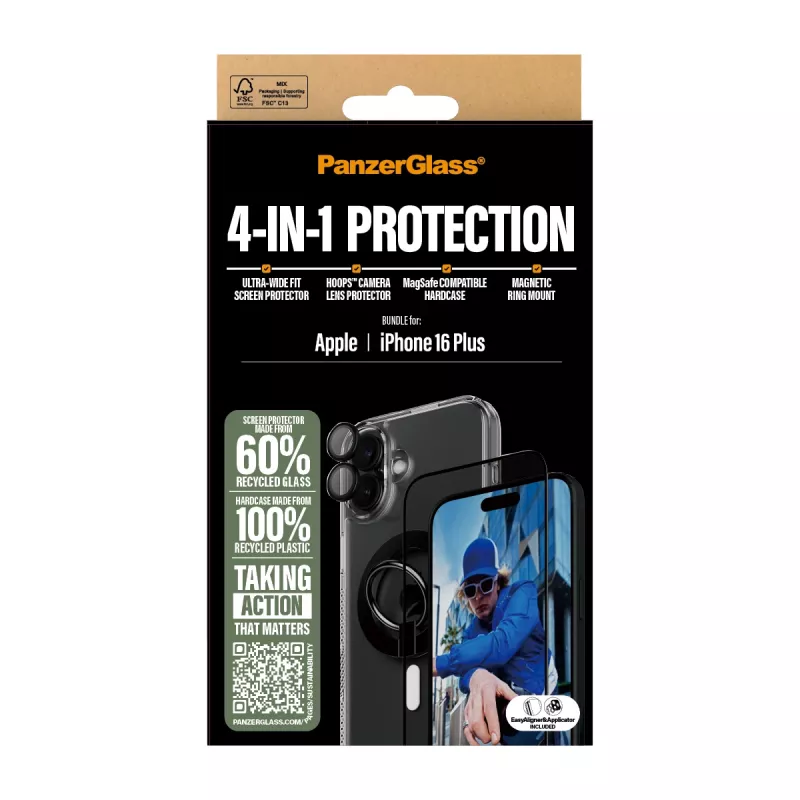 PanzerGlass ® 4-in-1 πακέτο προστασίας iPhone 16 Plus