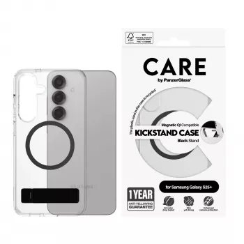 PanzerGlass CARE™ by ® θήκη διαφανής με μαύρο υποστήριγμα & Qi συμβατή Samsung Galaxy S25+