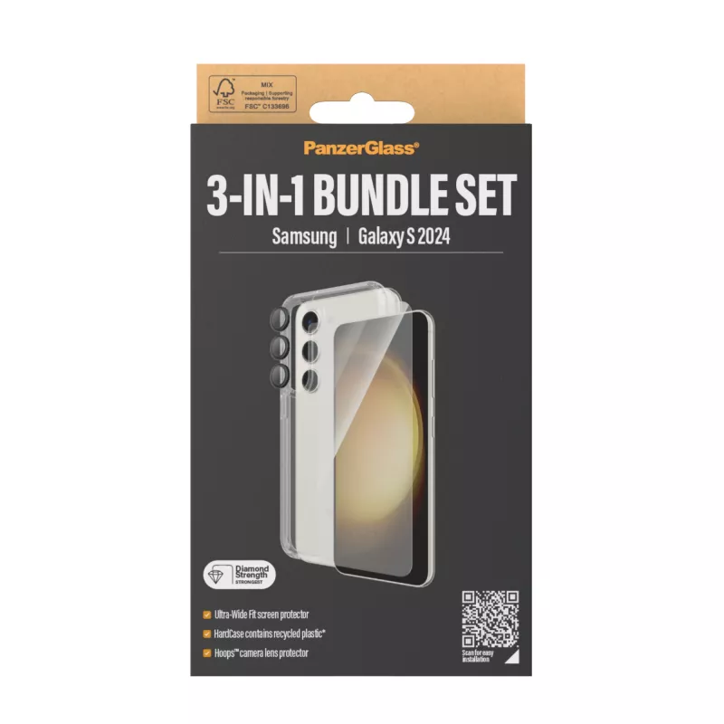 PanzerGlass ® 3-in-1 Bundle Samsung Galaxy S24 | Ultra-Wide Fit με EasyAligner