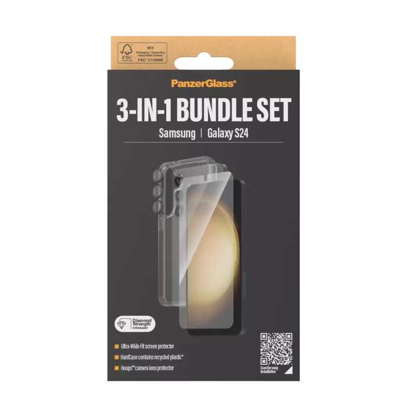 PanzerGlass ® 3-in-1 Bundle Samsung Galaxy S24 | Ultra-Wide Fit με EasyAligner