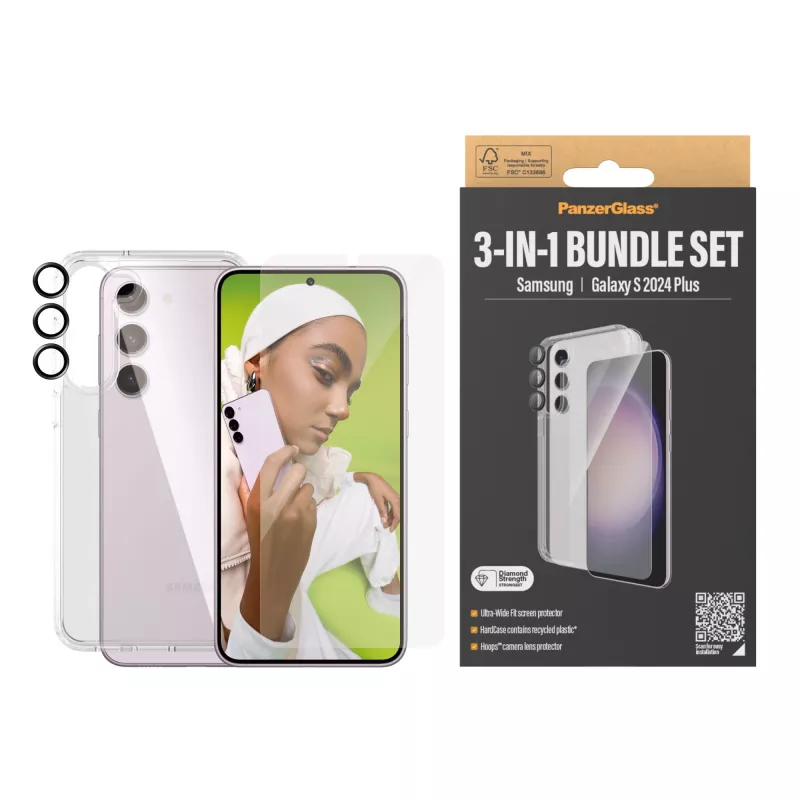 PanzerGlass ® 3-in-1 Bundle Samsung Galaxy S24+ | Ultra-Wide Fit με EasyAligner
