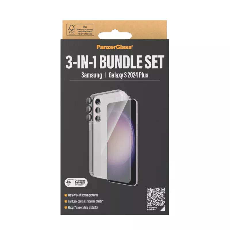 PanzerGlass ® 3-in-1 Bundle Samsung Galaxy S24+ | Ultra-Wide Fit με EasyAligner