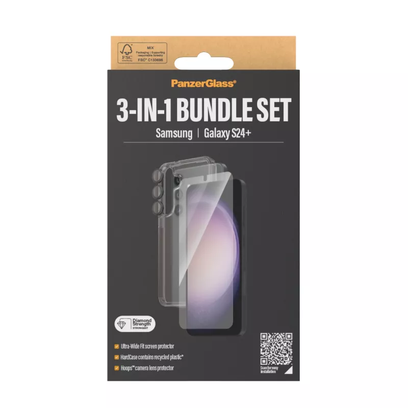 PanzerGlass ® 3-in-1 Bundle Samsung Galaxy S24+ | Ultra-Wide Fit με EasyAligner