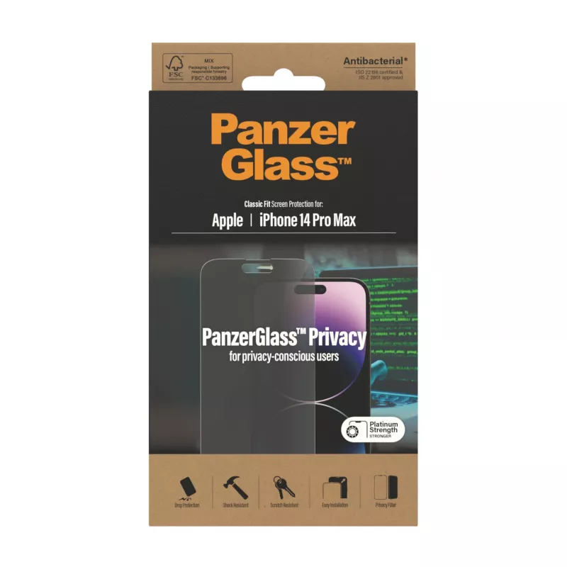 PanzerGlass ® Privacy μεμβράνη προστασίας οθόνης iPhone 14 Pro Max | Classic Fit