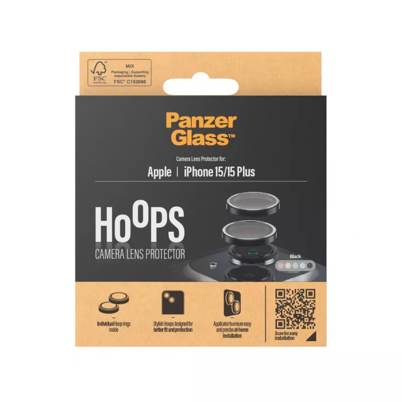 PanzerGlass ® Hoops® Προστασία φακού κάμερας Μαύρο iPhone 15 | 15 Plus