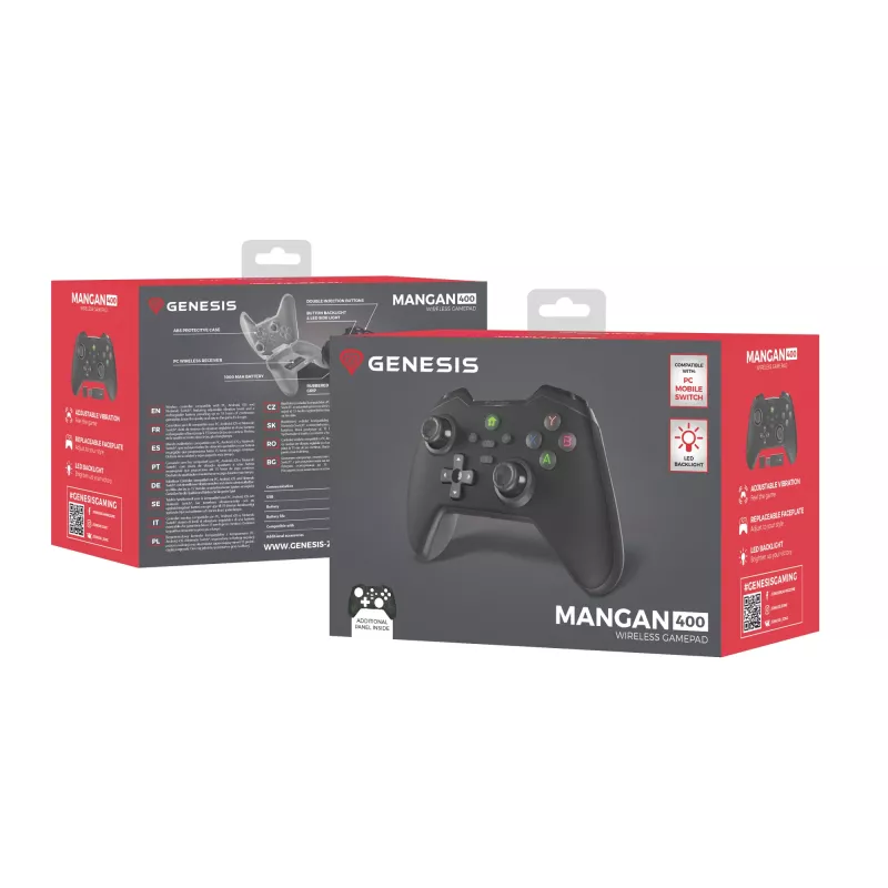 GENESIS Mangan 400 μαύρο Bluetooth Gamepad αναλογικό / ψηφιακό Android, MAC, Nintendo Switch, PC, iOS