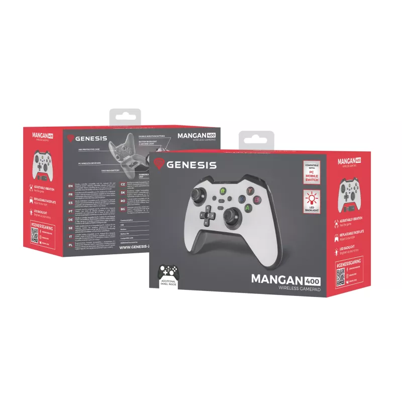 GENESIS Mangan 400 λευκό Bluetooth Gamepad αναλογικό / ψηφιακό Android, MAC, Nintendo Switch, PC, iOS