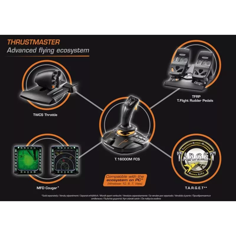 Thrustmaster T-16000M FCS Flight Pack Μαύρο USB Joystick Αναλογικό / Ψηφιακό MAC, PC
