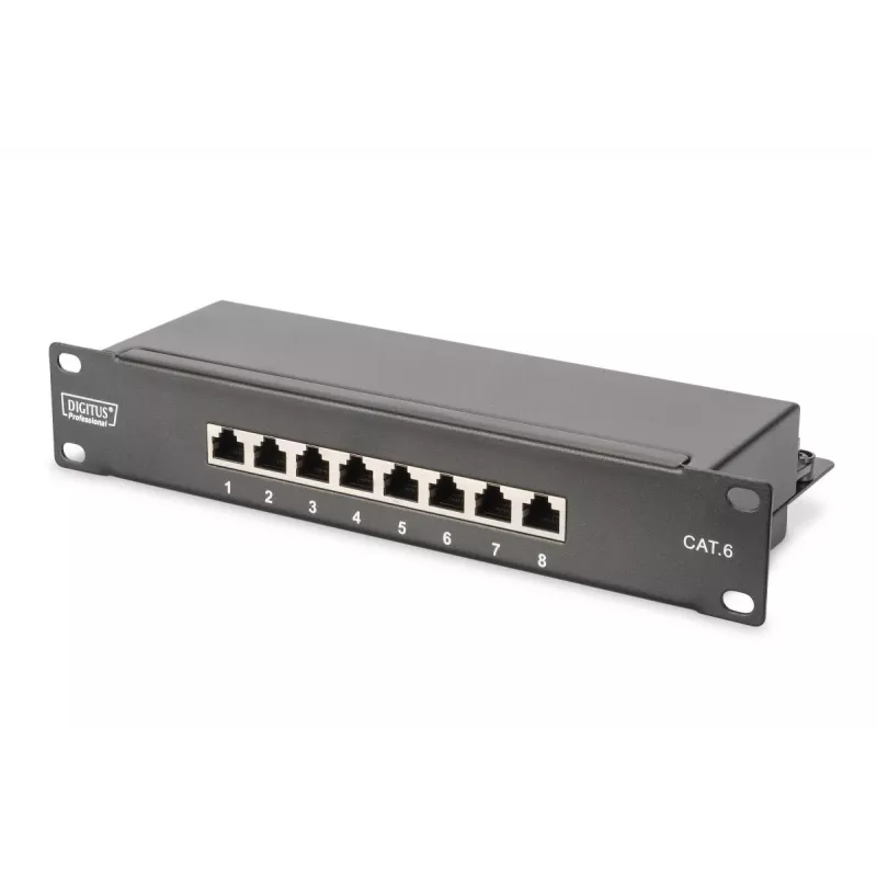 DIGITUS πακέτο δικτύου 10in με ντουλάπι 9U μαύρο ράφι PDU switch 8 θυρών CAT6 patch panel