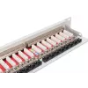 Patch panel DIGITUS DN-91624S-EA 19 ιντσών, CAT6A κατηγορίας EA, θωρακισμένο, 24 θυρών RJ45, LSA, 1U, ανοιχτό γκρι RAL 7035