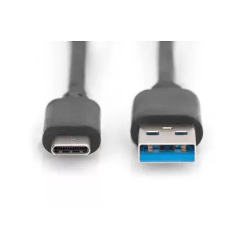 DIGITUS καλώδιο σύνδεσης USB Type-C, Type C σε A M/M, 1m SuperSpeed μαύρο