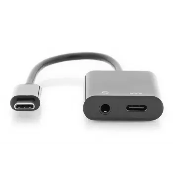 DIGITUS καλώδιο διαχωριστή USB Type-C, Type C – 3,5 mm + Type C M/F/F, 20 cm μαύρο