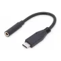 DIGITUS καλώδιο προσαρμογέα ήχου USB Type-C, Type-C - 3,5 mm M/F, 20 cm, είσοδος/έξοδος ήχου, έκδοση 3.1, CE, μαύρο