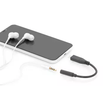 DIGITUS καλώδιο προσαρμογέα ήχου USB Type-C, Type-C - 3,5 mm M/F, 20 cm, είσοδος/έξοδος ήχου, έκδοση 3.1, CE, μαύρο