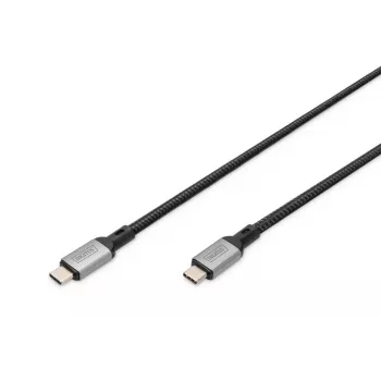 DIGITUS καλώδιο σύνδεσης USB 4, TypeC σε TypeC, κουτί αλουμινίου, PP πλέγμα, 8K@60Hz, PD3.0, 40 Gbit/s, 1m, μαύρο