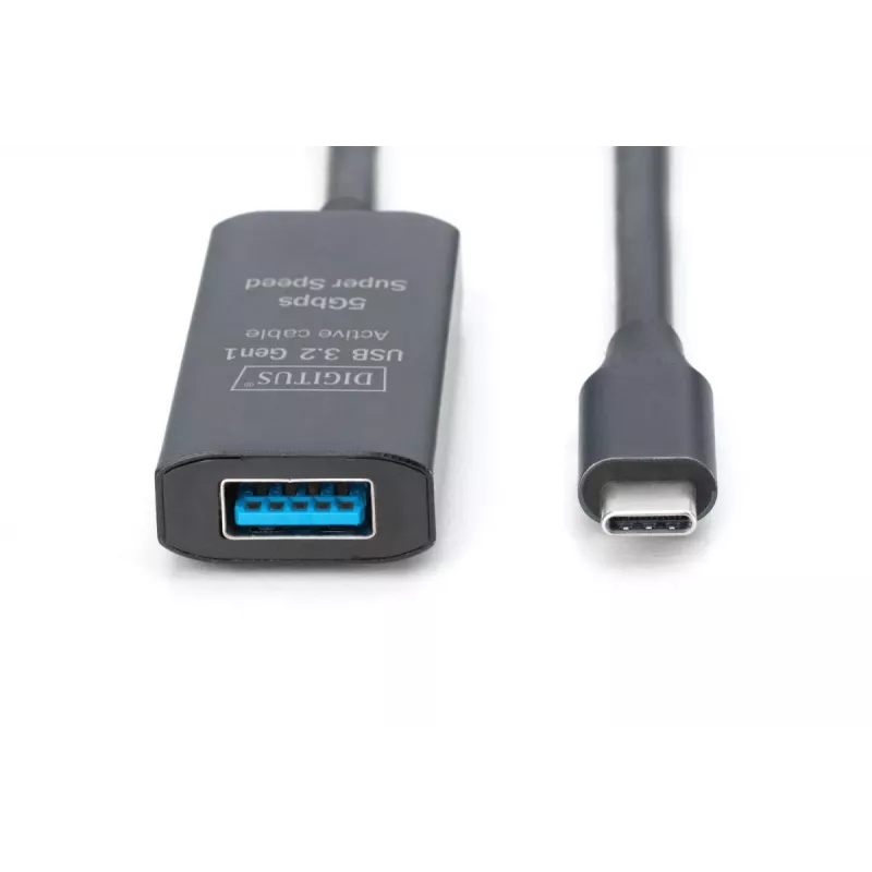 DIGITUS Ενεργό καλώδιο επέκτασης USB-C – 5G USB 3.2 Gen1 USB-C – USB-A (M/F) – 5 m