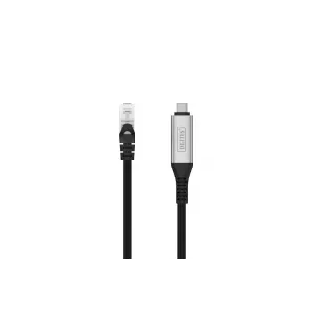 DIGITUS Καλώδιο USB-C 3.2 Gen1 - RJ45 Ethernet - CAT6a S/FTP μαύρο - 15m