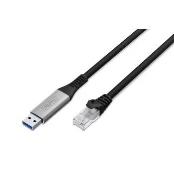 DIGITUS Καλώδιο USB 3.2 Gen1 - RJ45 Ethernet - CAT6a S/FTP μαύρο - 2m