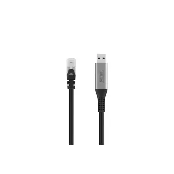 DIGITUS Καλώδιο USB 3.2 Gen1 - RJ45 Ethernet - CAT6a S/FTP μαύρο - 5m