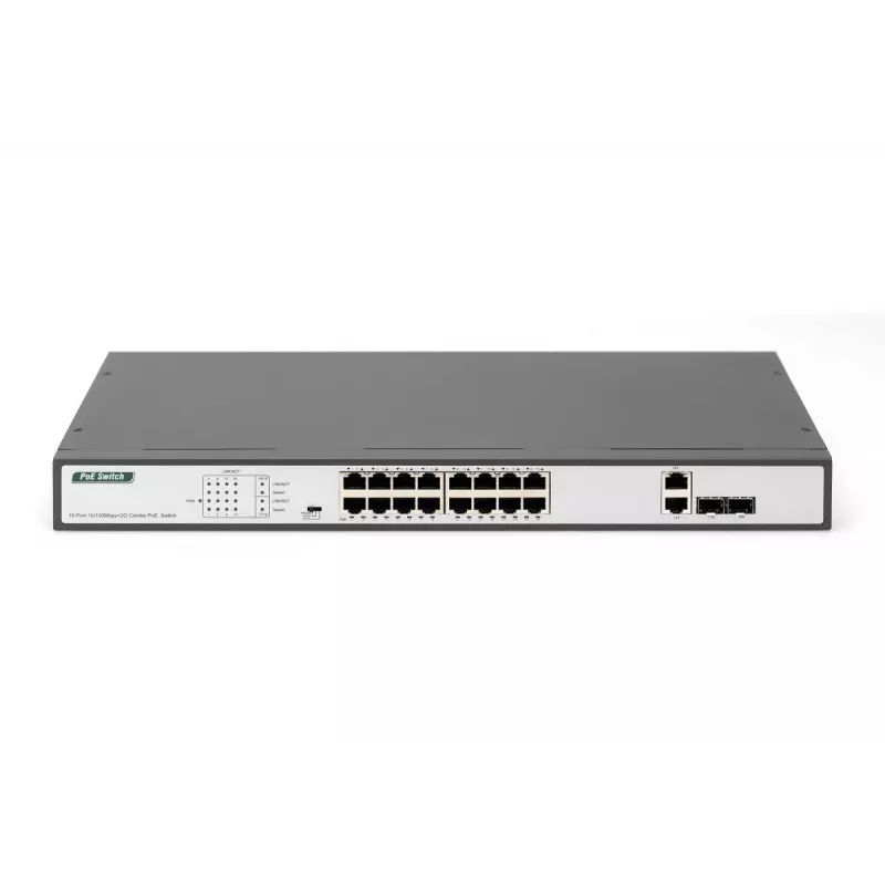 DIGITUS Switch Fast Ethernet PoE 16 θυρών PoE + 2 Combo. Προϋπολογισμός PoE 250 W