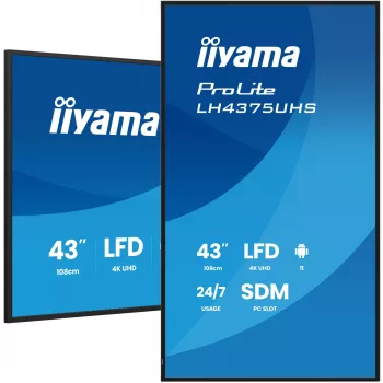 iiyama LH4375UHS-B2AG Οθόνη ψηφιακής σήμανσης Digital Signage 108 cm (42,5 ίντσες) LCD Wi-Fi 500 cd/m² 4K Ultra HD μαύρη ενσωματωμένος επεξεργαστής Android 11 24/7